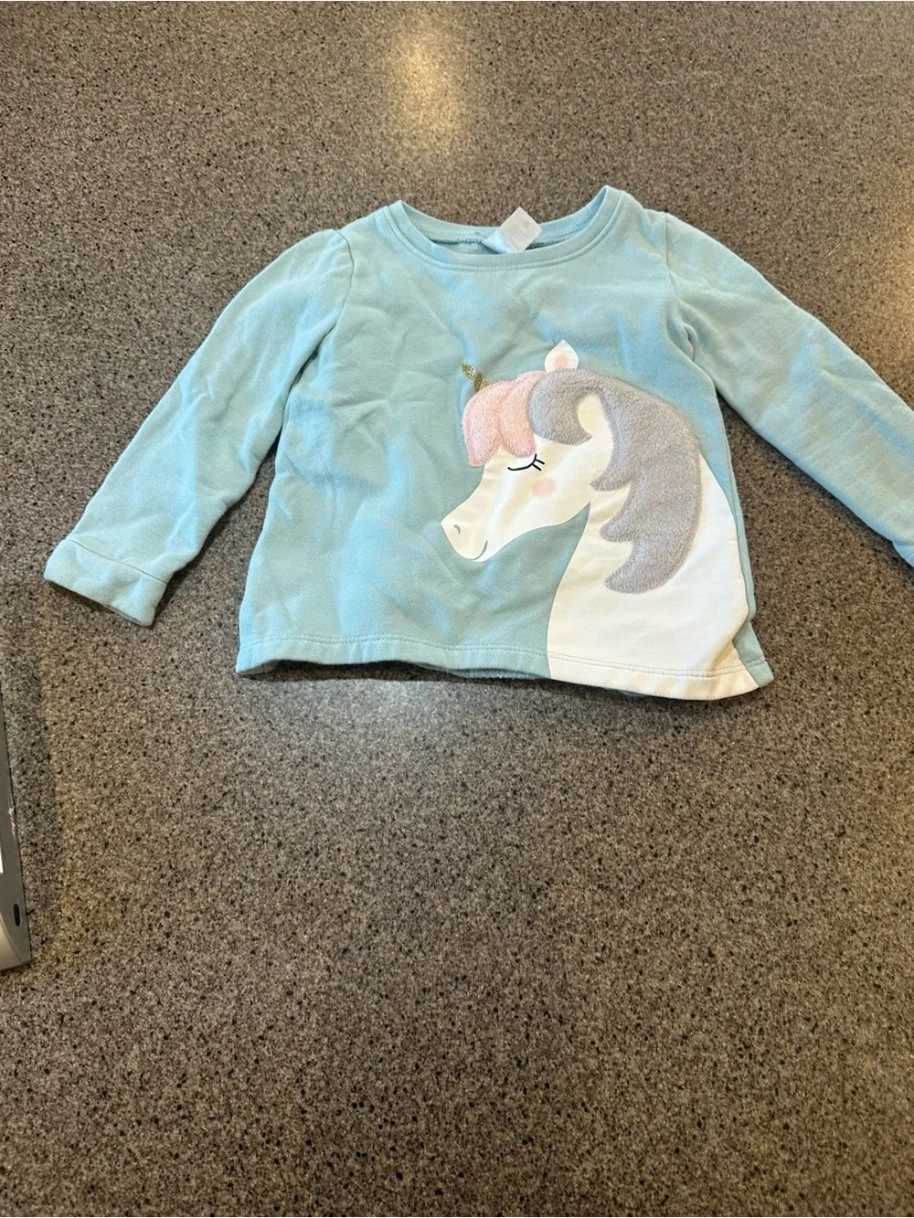 Carter's Aqua Long-Sleeve Top with Unicorn Applique